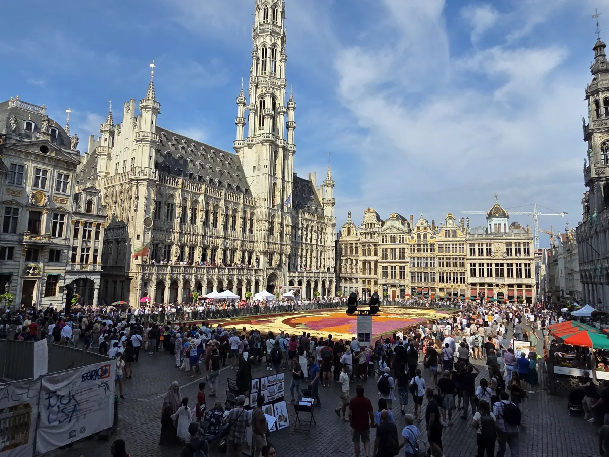 The Brussels Flower Carpet covering the Grand Place